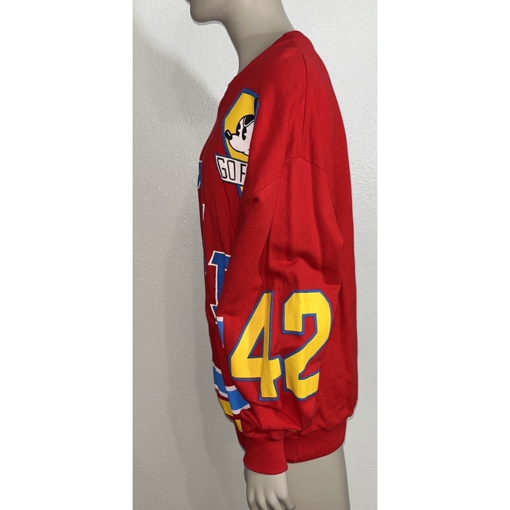 RARE 90s Mickey & Co. By JG HOOK Mickey Mouse Red Sweatshirt Jersey #42 Sz Med - Picture 4 of 16